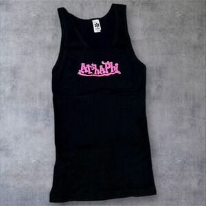 Vintage 2003 All Girls No Heels Tank Top Black Pink‎ Text Women's Large USA
